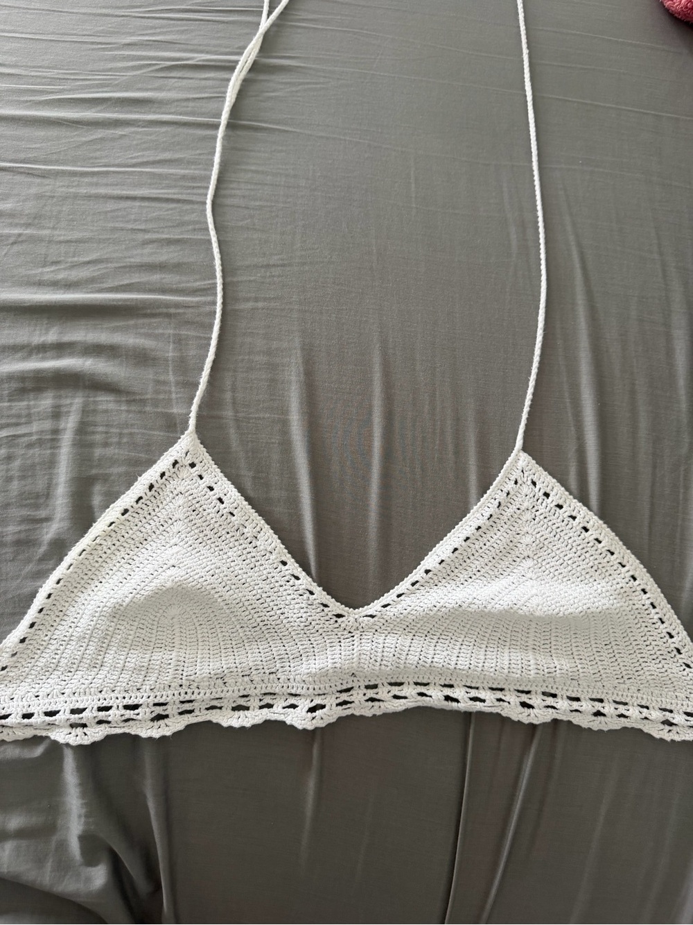 White Crochet Triangle Bralette